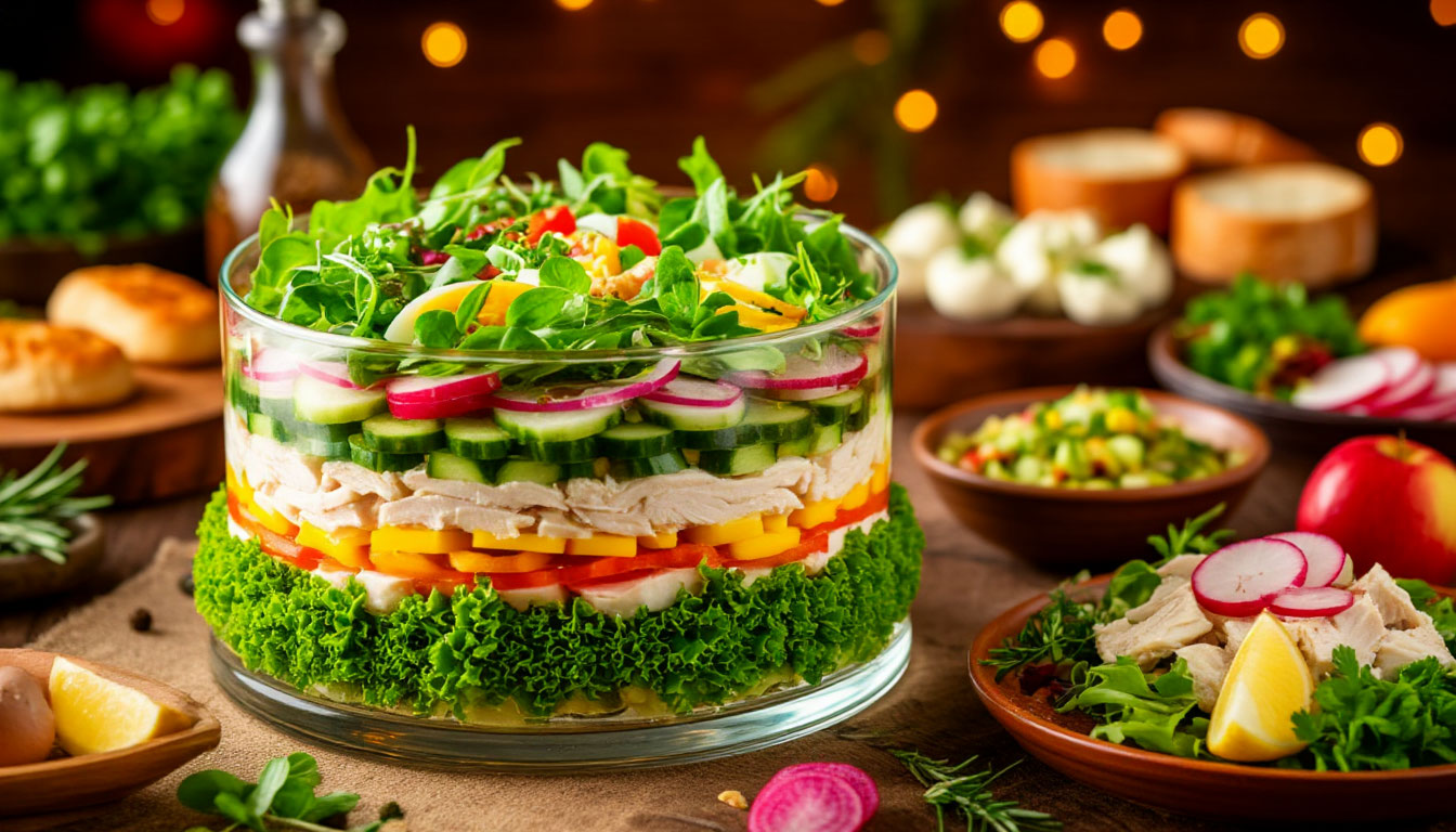 Салат, который сметают со стола за минуты: „Апрельский сад“ с моцареллой и яблоком — рецепт для тех, кто устал от классики