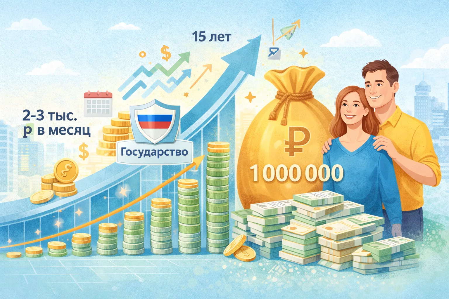 Начала откладывать всего 2 000 рублей в месяц — и через 15 лет получу миллион к пенсии: разбираю новую программу сбережений