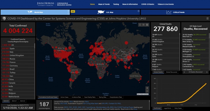 Россия на пятом месте: в мире коронавирусом заразились 4 миллиона человек