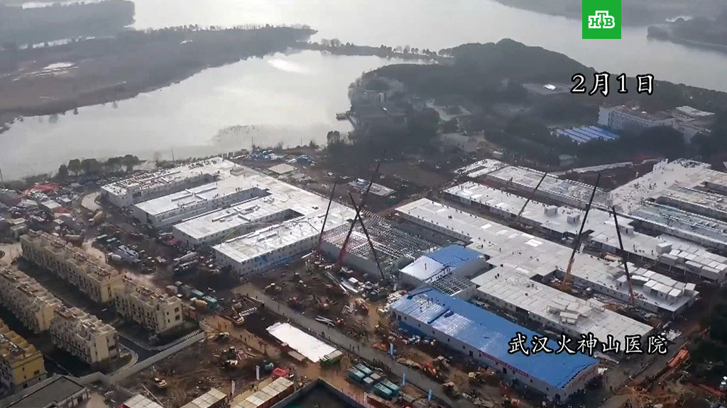 Больницу для зараженных коронавирусом в Китае построили за 10 дней