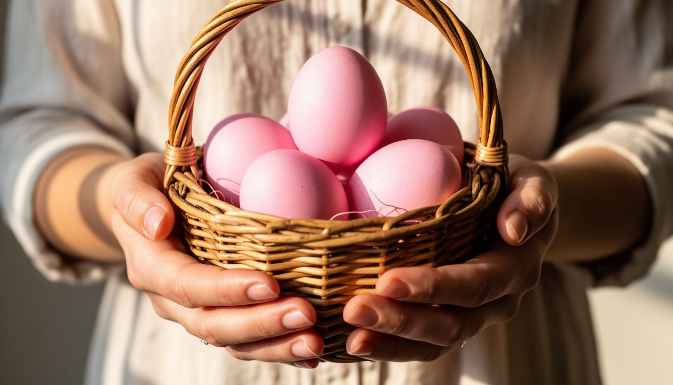 Добавляю пару кристаллов в воду — и яйца становятся нежно-розовыми с «малиновым» эффектом