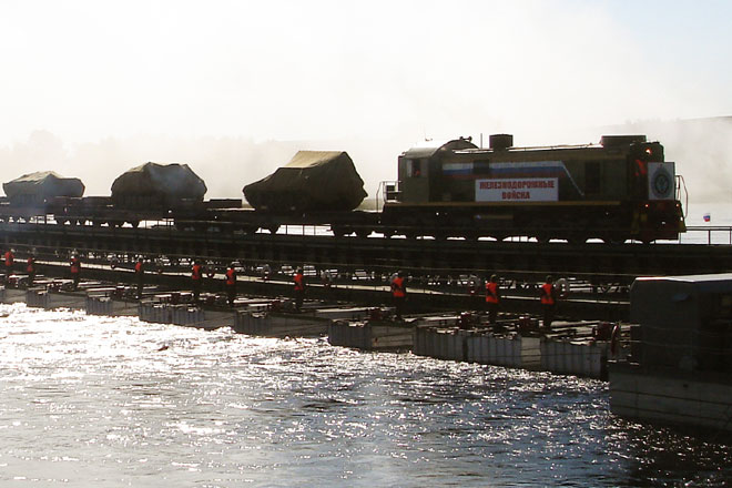 В ходе тактико-специальное учения в Хакасии военные железнодорожники ЦВО наведут мост через Енисей